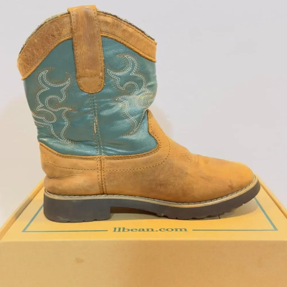 Itasca Buckaroo Big Kids Size 5 Camo Teal Leather Western Cowboy Boots Durable